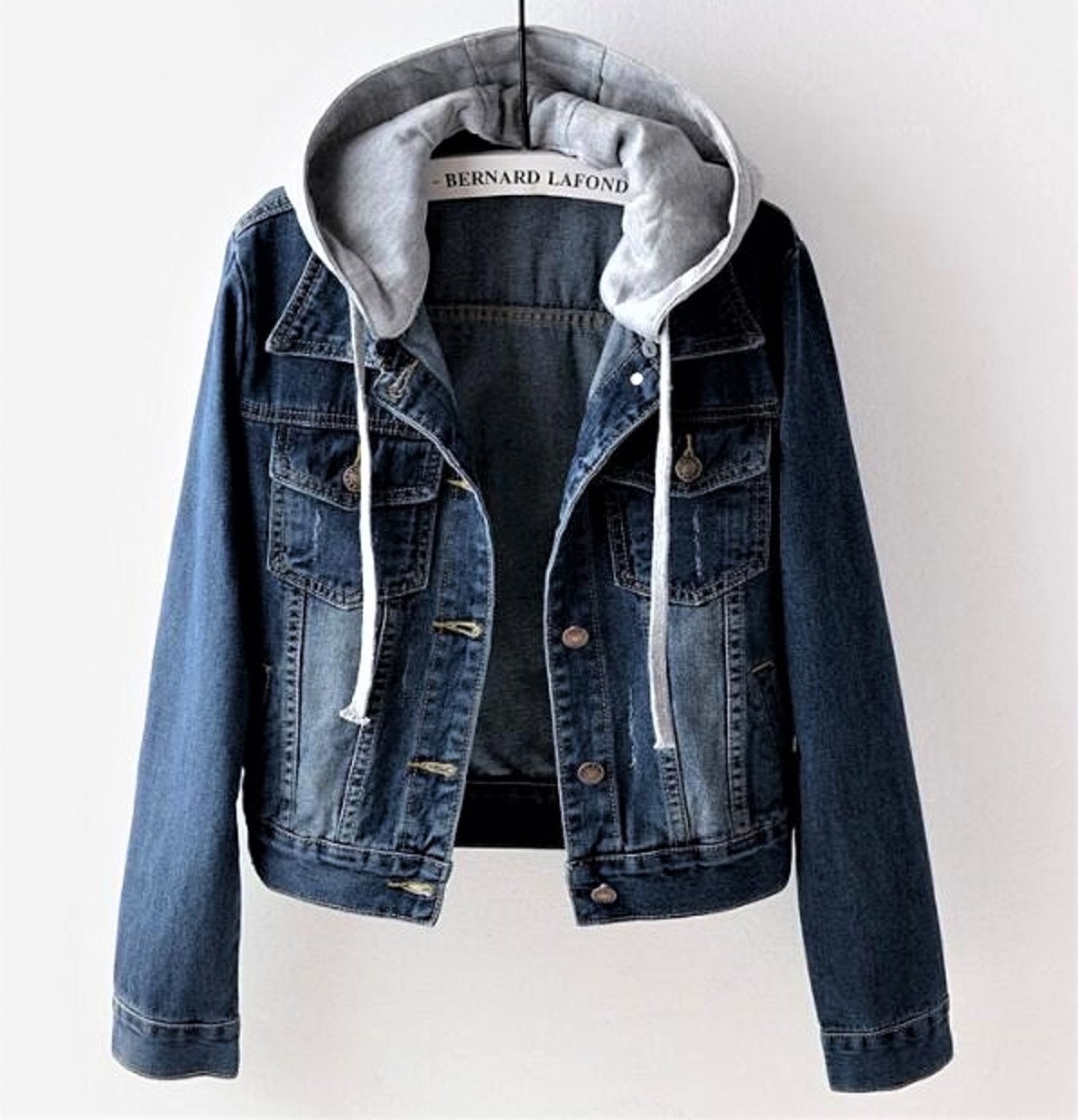 Denim Jacket With Detachable Hood Retro 