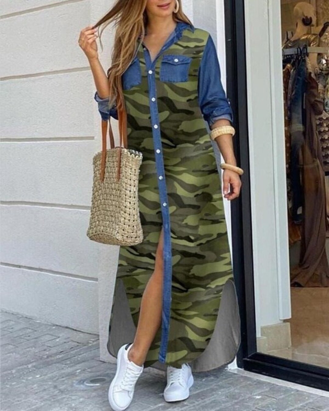 army print maxi dress