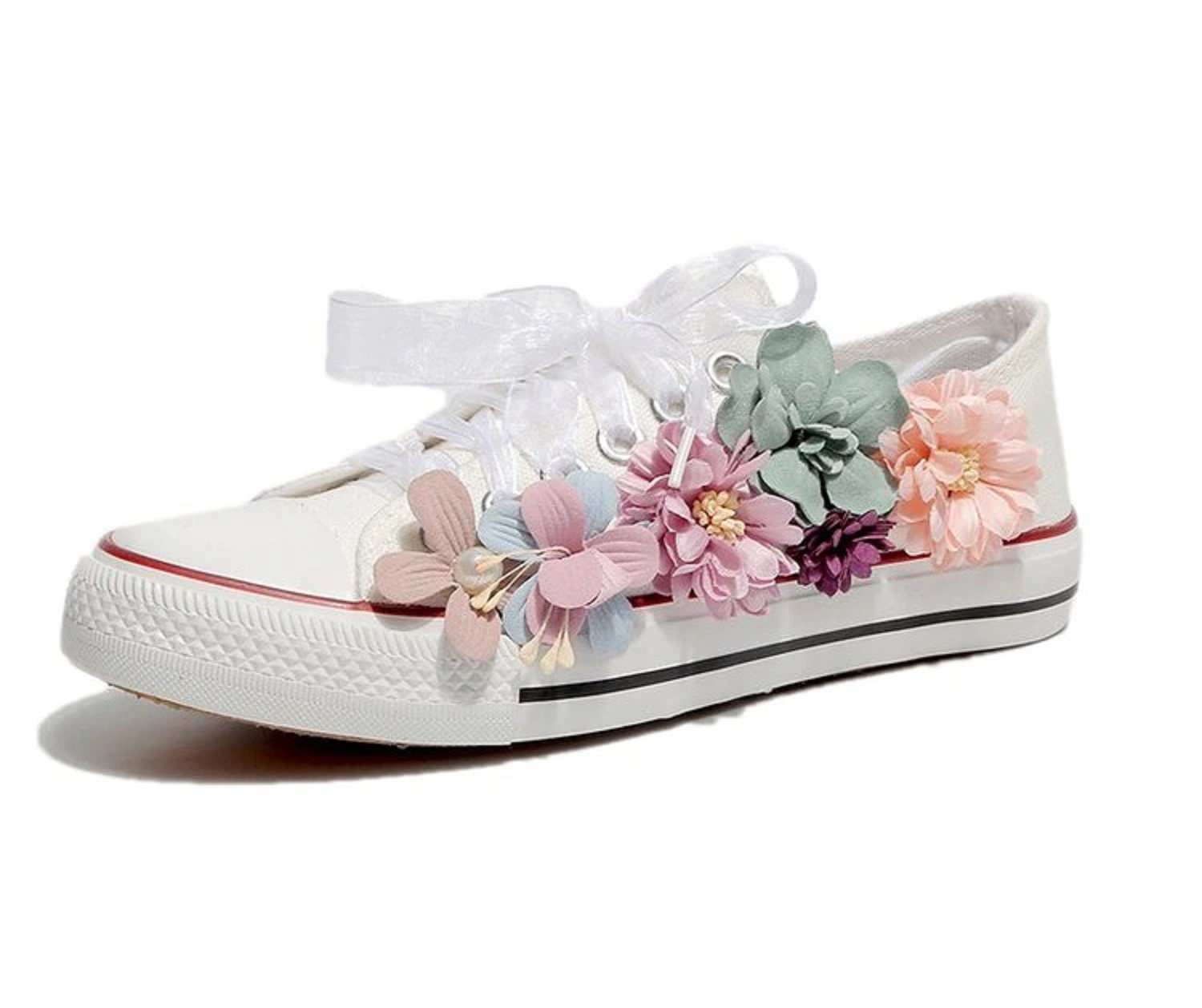sneakers with flower design