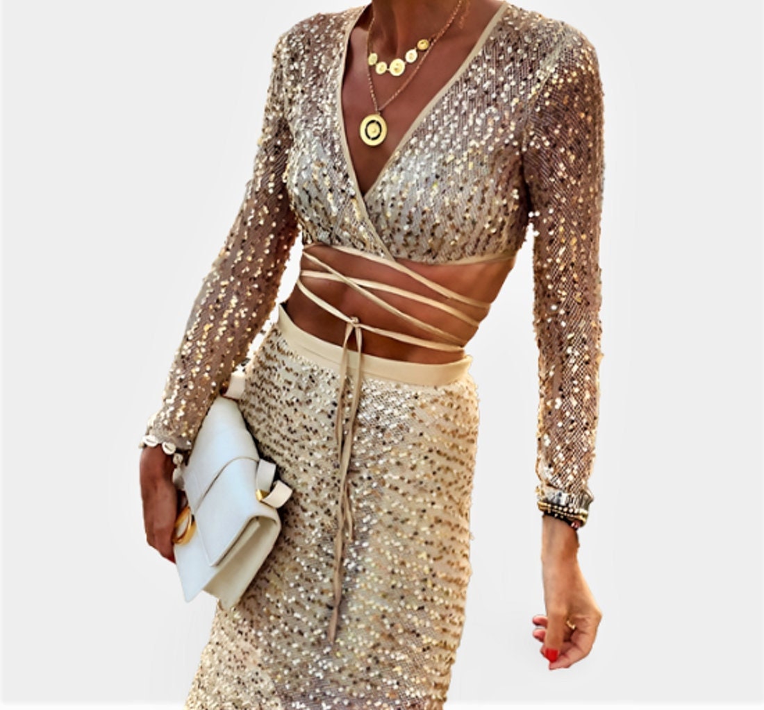 Sequin Top Skirt Set -