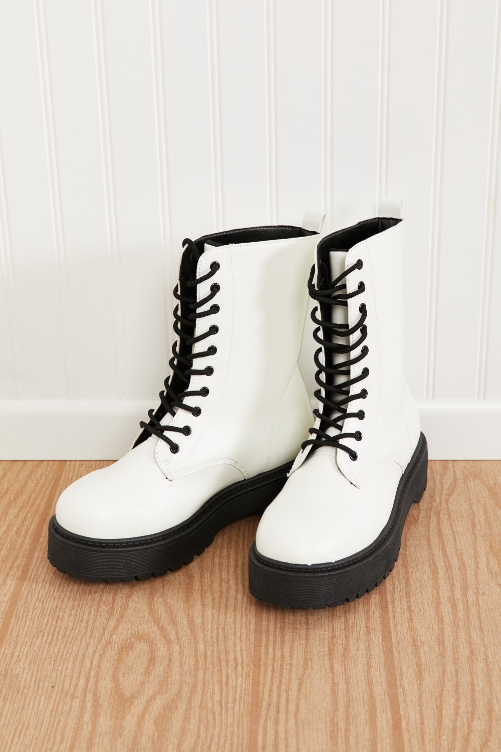 white platform combat boots