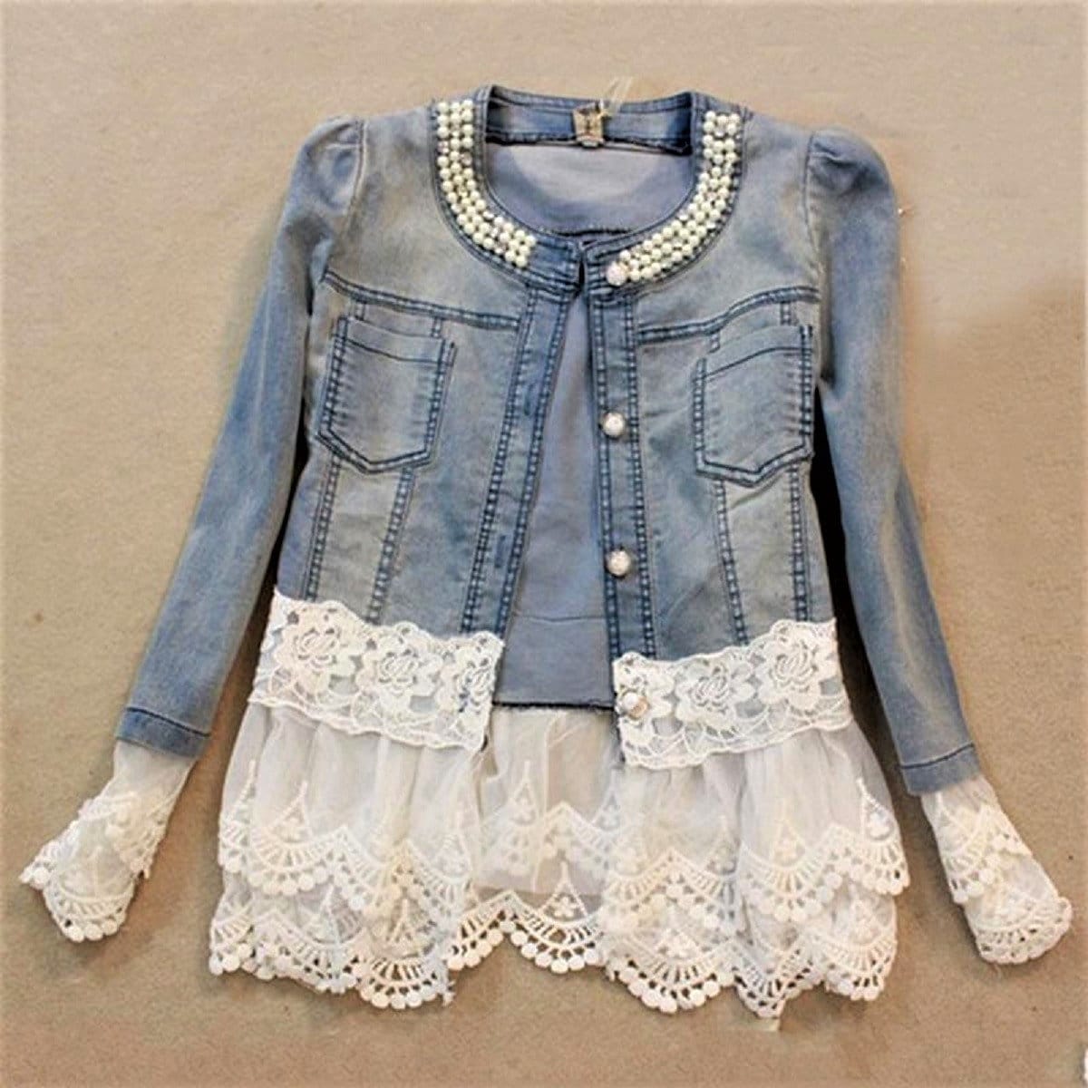 Vintage Lace Finish Denim Shirt Lightweight Jacket in Sizes 4 - Etsy