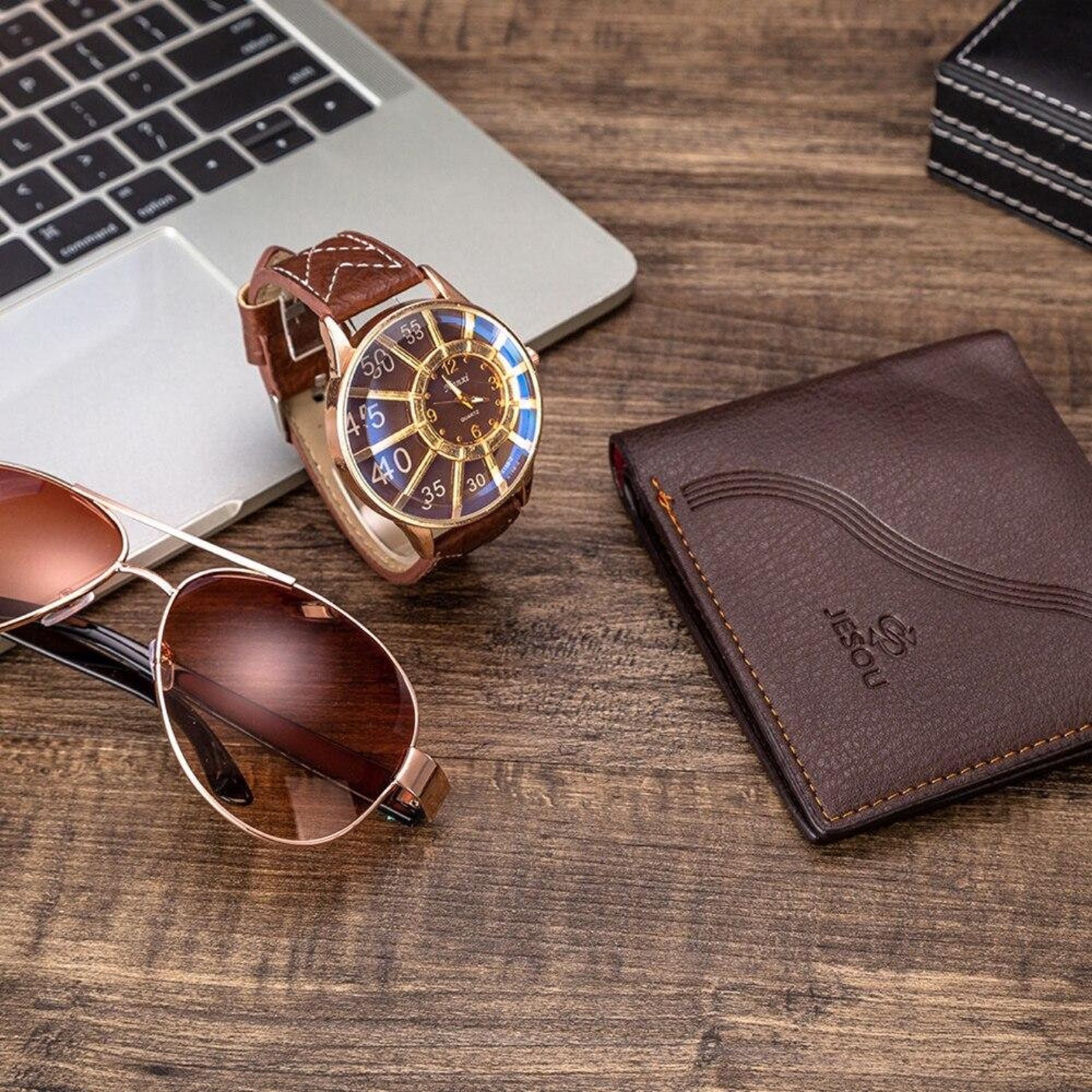 Mens Luxury Watch Wallet & Sunglasses Gift Set in Brown or Etsy