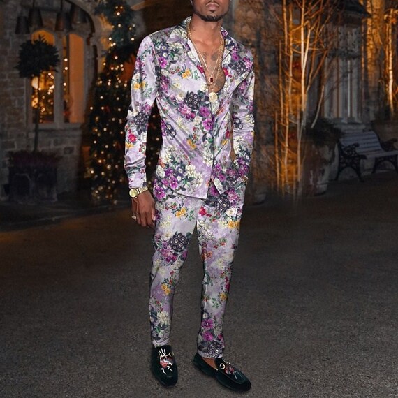 Gucci men's floral suit Clearance