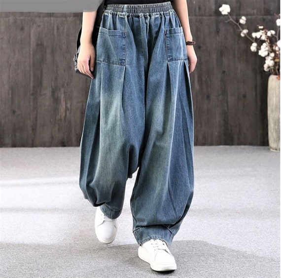 Mujeres vintage estilo holgado pantalones vaqueros streetwear | Etsy México