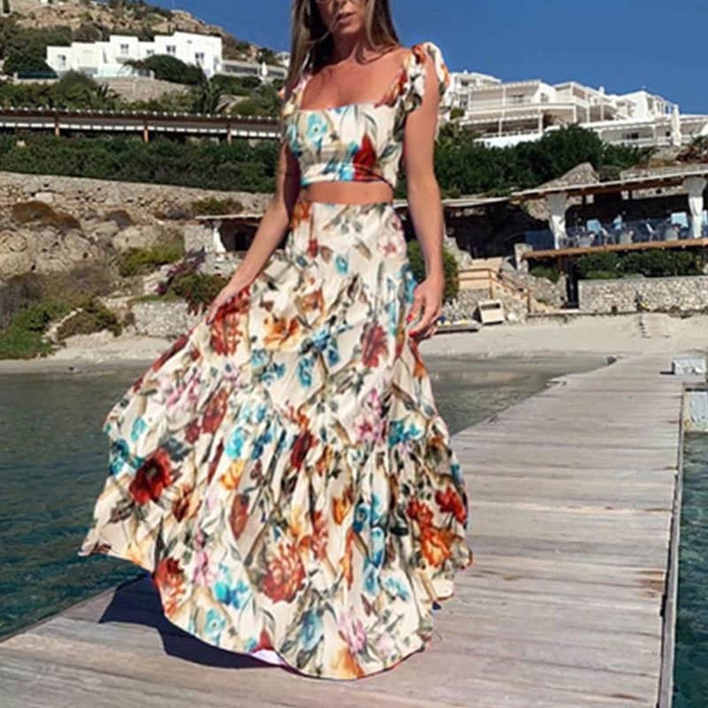 2 piece set long skirt and top