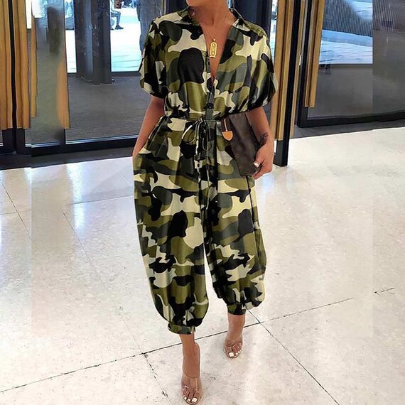patchwork camouflage jumpsuit