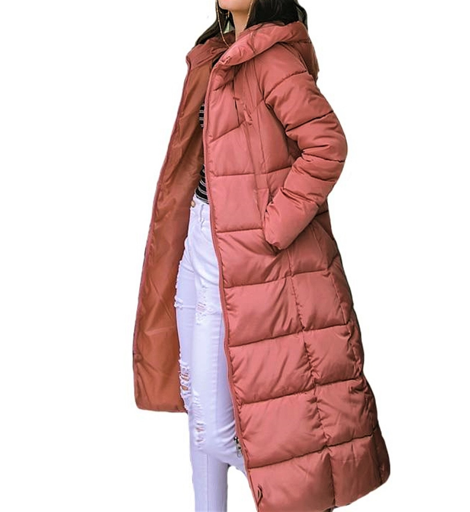 Plus Sizes Womens Hooded Padded Long Coat in 9 Colours sizes | Etsy