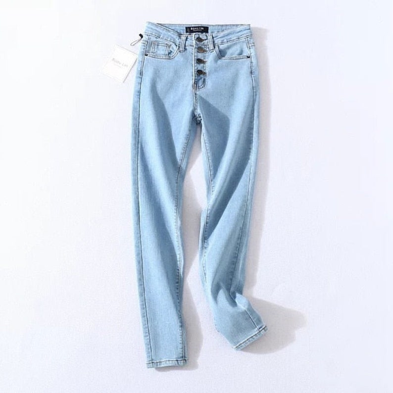 Vintage Skinny Jeans Slim Fit Stretch Denim Pants With High - Etsy