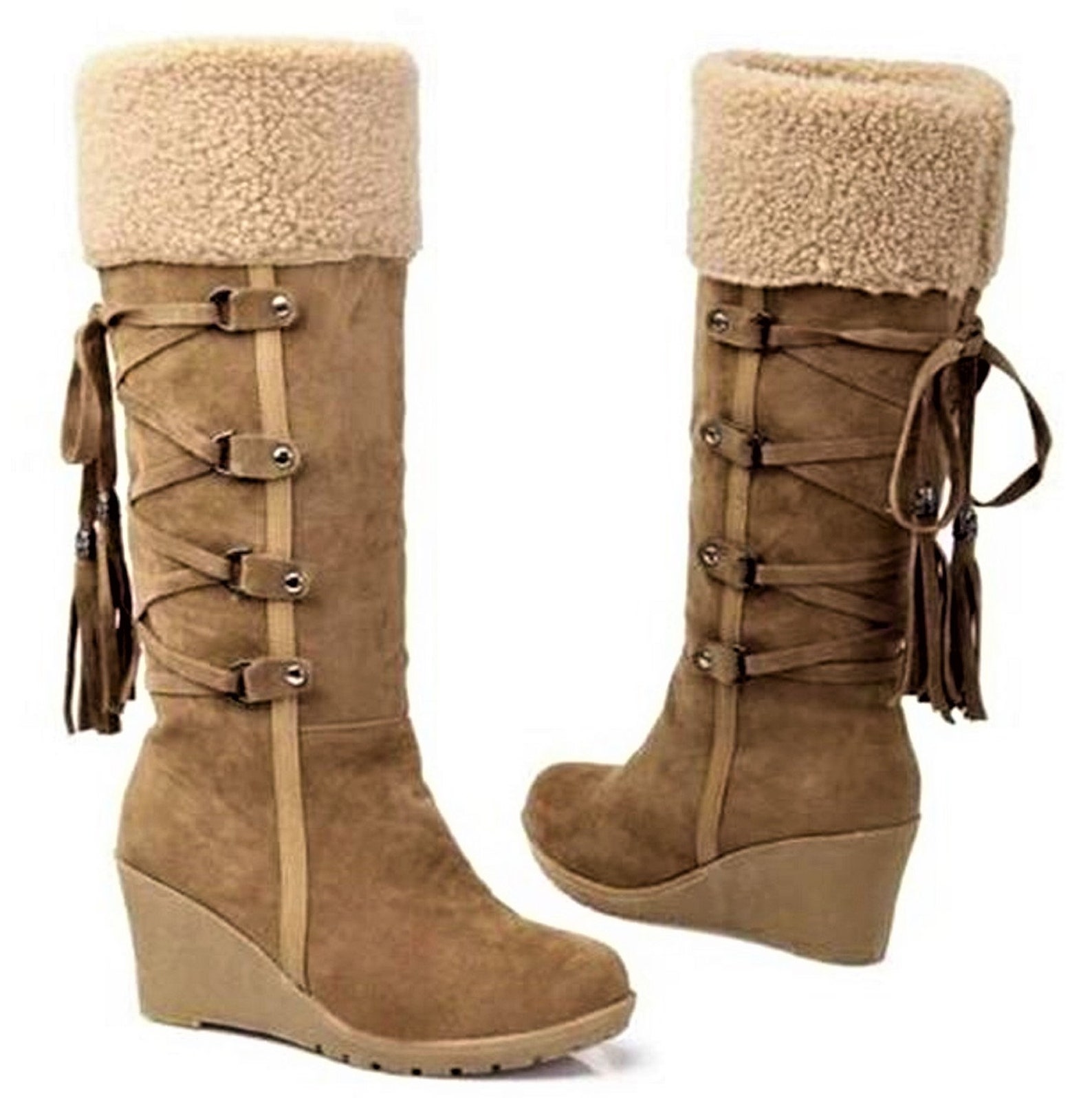 suede wedge heel boots