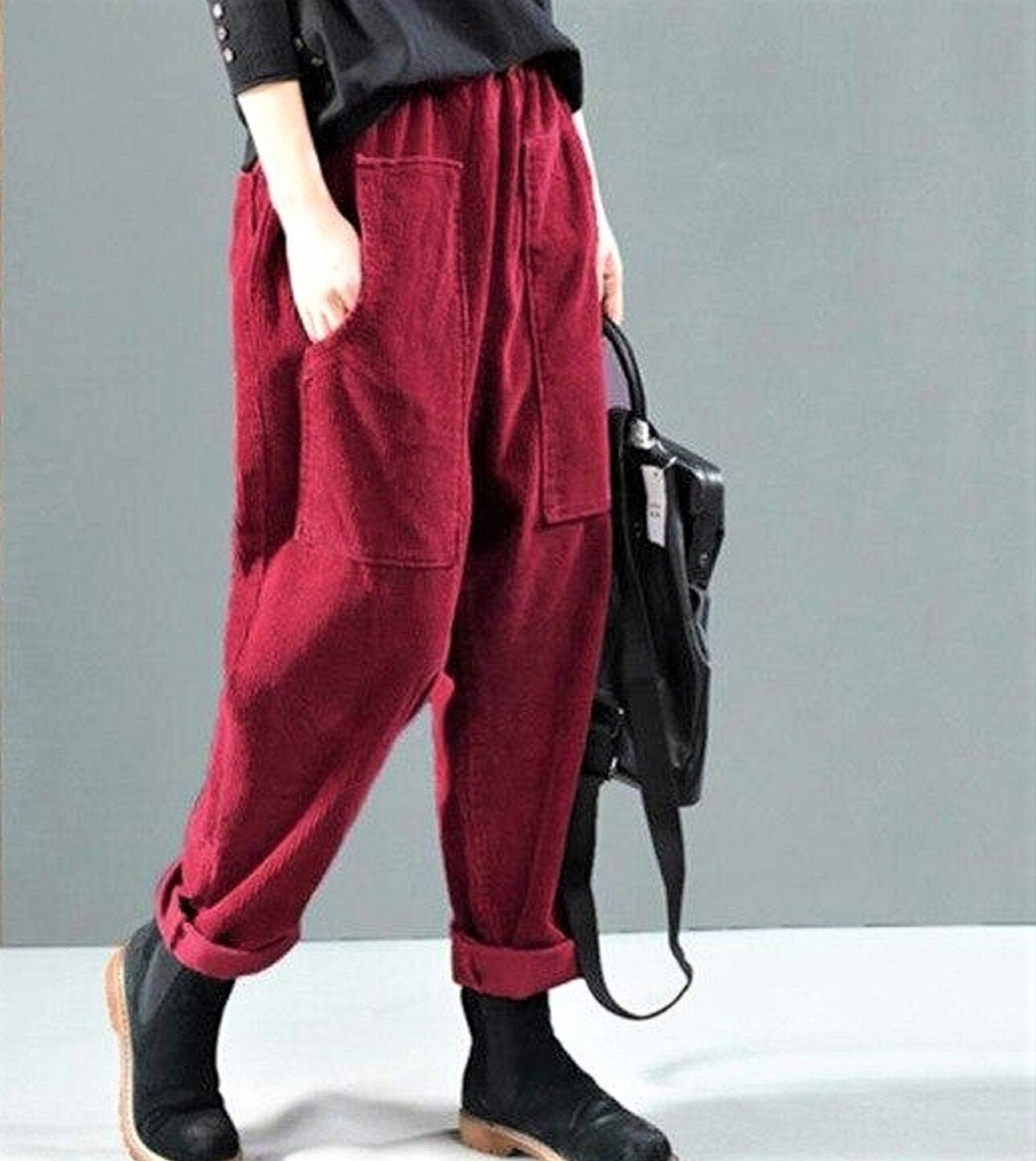 Loose Fit Corduroy Pants in 3 Colours Sizes 8 22 UK - Etsy