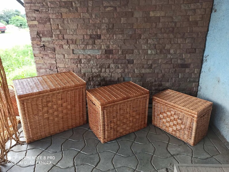 Caja para juguetes cesta de ropa sucia cofre de mimbre | Etsy