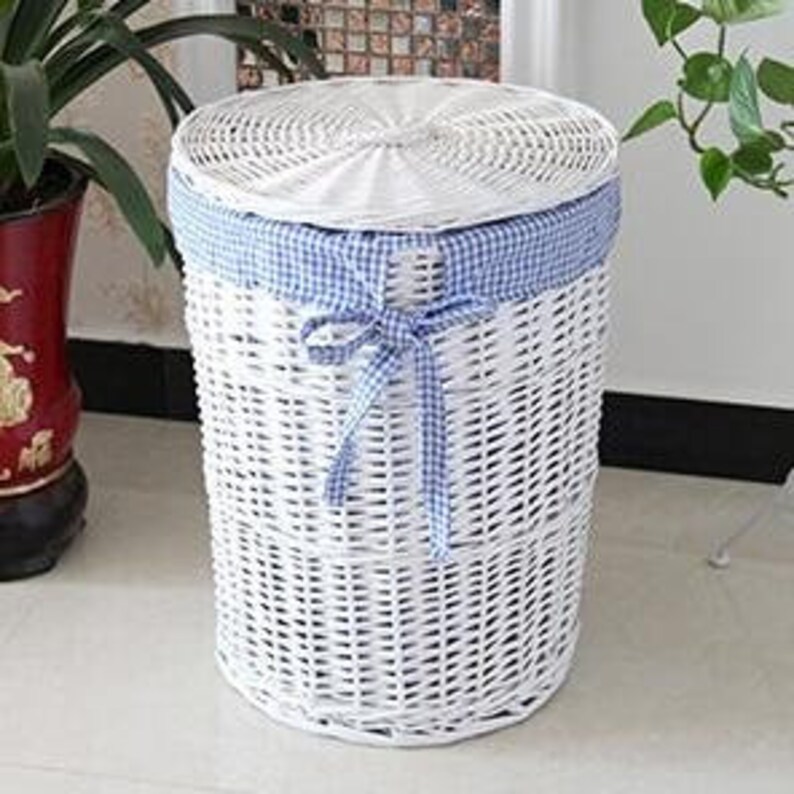 White Laundry Basket Laundry Basket with Lid Laundry Hamper Etsy