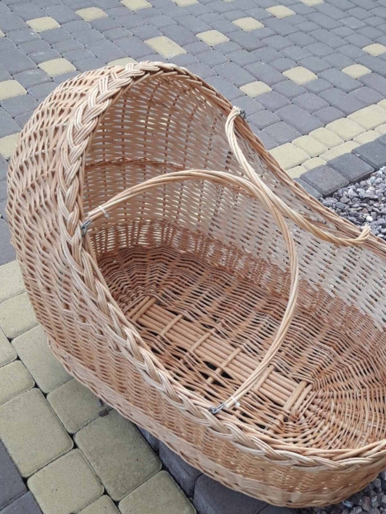 Portable basket for children Wicker Wood Baby Cradle Wicker Etsy