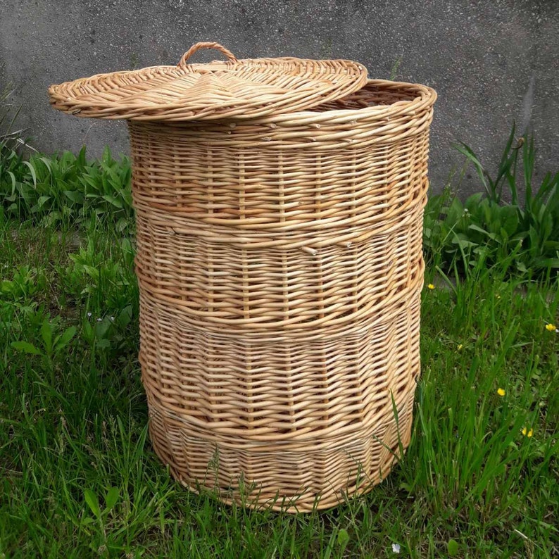 Wicker laundry basket with lid large laundry basket Basket Etsy