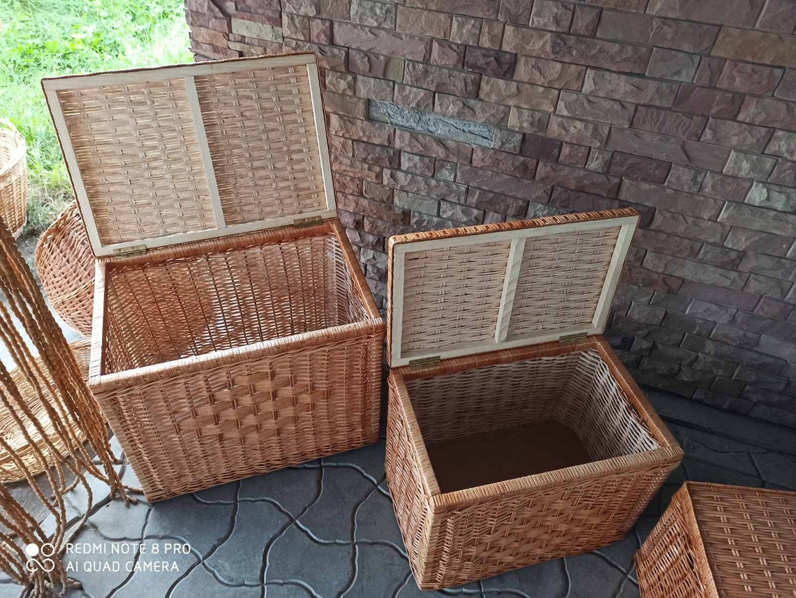 Wicker chest wicker toy chest laundry hamper with lid Etsy