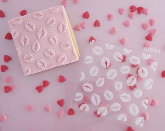 Lips Fondant Embosser Texture Tile: Kiss Valentines Cookie & Cupcake Decor
