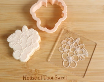 Fleur d'hibiscus - Fondant Deboss Raised Embosser Stamp pour biscuits, cupcakes et décoration de gâteaux Cookie Cutter / Debosser