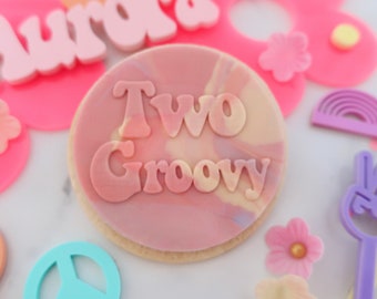 Two Groovy Fondant Embosser: Hippie Baby Shower Cookie, Cupcake, Cake Decor