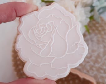 Rose - Fondant Prägestempel, Prägestempel & Ausstechform für Kekse, Cupcakes und Kuchendekoration - Muttertag, Brautparty, Hochzeit, Floral, Rosen