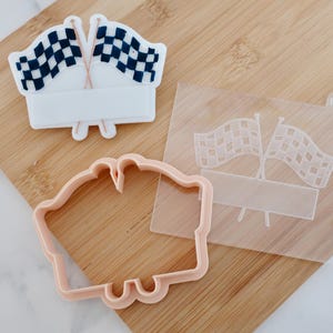 Chequered Flags - Fondant Cookie cutter - Cupcakes/ Cookies/  Cake Decoration - Kids Party, Checkerboard, Racing Cars, Personalised, Custom