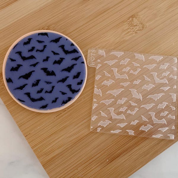 Bats Texture Embosser: Texture Tile, Halloween Cookie, Cupcake, and Cake Decorating