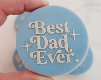 Best Dad Ever Retro - Fondant Deboss Raised Embosser Stamp for cookies, cupcakes, Grandpa, Fathers Day, Pop, Daddy, Grandad, Papa, Dada