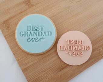 Best Grandad Ever -  Fondant Stamp - cookies & cupcakes - Fathers Day, Grandad, Dad, Papa, Daddy, Embosser, Imprint Stamp, Happy Fathers Day
