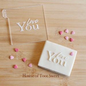 Love You - Fondant Deboss Raised Embosser Stamp for cookies, cupcakes and Cake Decorating - Valentine/ Bridal/ Wedding/ LGBTQ+