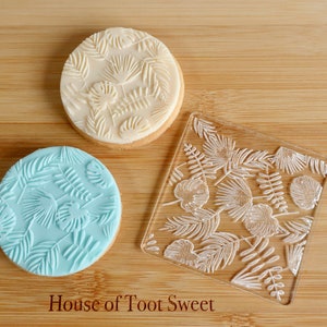 Tropical palm leaves - Fondant Deboss Raised Embosser Stamp for cookies, cupcakes & Cake Decorating/ Summer/ Tropics/ Monstera Leaf/ Palms