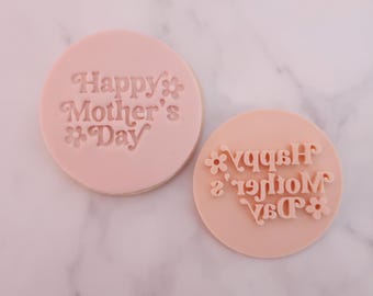 Happy Mothers Day Retro - Fondant Stempel, Keksstempel, Muttertag, Muttertag, Beste Mutter Stempel, With love, Mutter, Blume, Gänseblümchen