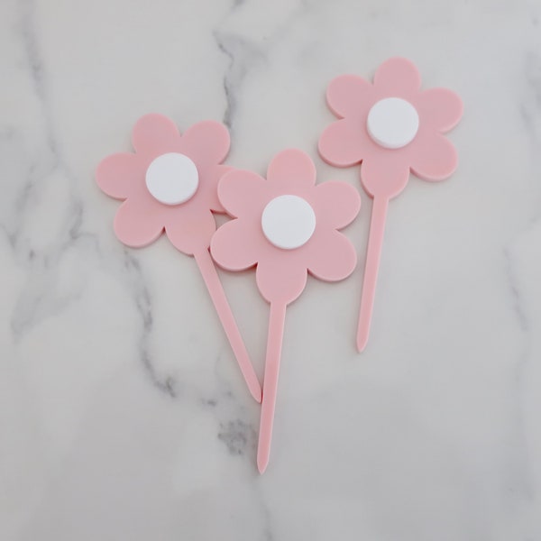 Spring Daisy - Cupcake Toppers of Charm, Pasen cake Toppers of Charm - Party Decorations Perspex / Acryl / Pasen / Babyshower