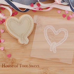 Looped Rope Love Heart - Fondant Deboss Raised Embosser for cookies, cupcakes & Cake Decorating - Valentines Day/ Cowboy/ Western