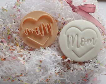 Mom Heart - Fondant Embosser/Stamp - cookies & cupcakes - Mothers day, Birthday, Hearts, Love