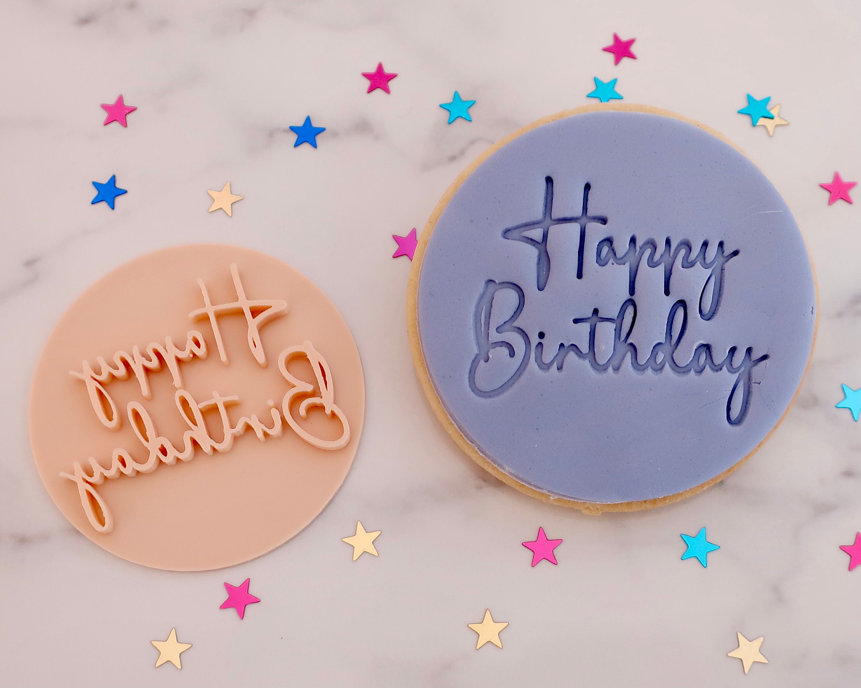  Happy Birthday Fondant Embosser or Cookie Stamp Icing