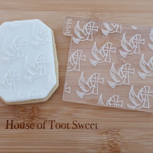 Azulejo con textura de cruz con palomas para fondant: decoración de Pascua, bautizo y boda.