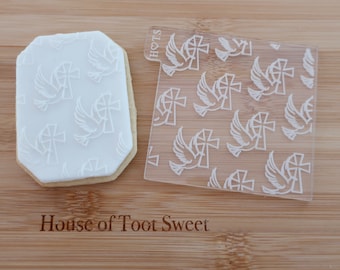 Cross with Doves - Fondant Deboss Raised Embosser Stamp for cookies, cupcakes & Cake Decorating - Easter/ Christening/ Wedding/ Baptism