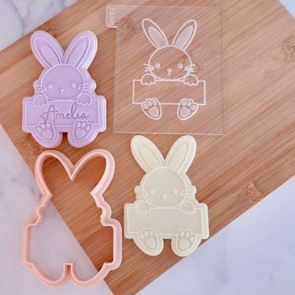 Easter Bunny Plaque - Fondant Embosser / Cutter- Reverse Embosser, Cookie Debosser, Fondant Debosser, Easter Bunny, Easter Egg, Egg Hunt