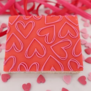 Scribble Hearts - Texture tile Fondant Debosser/ Embosser Stamp for cookies, cupcakes & Cake Decorating/ Valentines Day/ Galentine Day/ Love