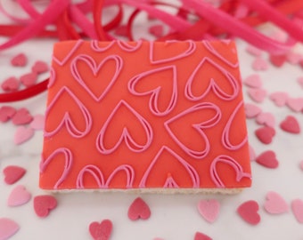 Scribble Hearts Fondant Embosser: Texture Tile for Cookies & Cakes