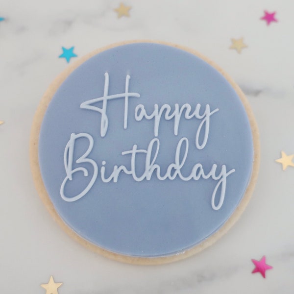 Joyeux anniversaire - gaufrage fondant - fête, anniversaire, gaufrage inverse, gaufrage de biscuits pour enfants, gâteau d'anniversaire, biscuits de célébration, cupcakes