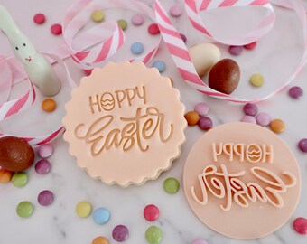 Hoppy easter -  Cookie Stamp/ Fondant Embosser / Stamp - cookies & cupcakes/ Easter Bunny/ Happy Easter/ Easter egg/ Bunny/ Icing Stamp