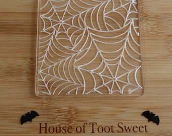 Spider Web Fondant Embosser Texture Tile: Spooky Halloween Cookie & Cake Decor