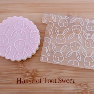 Bunny Faces Texture - Fondant Deboss Raised Embosser Stamp for cookies, cupcakes and Cake Decorating - Easter/ Baby shower