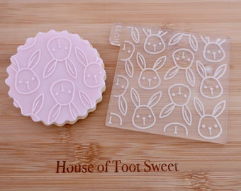 Bunny Faces Fondant Embosser Texture Tile: Easter/Baby Shower Cookie & Cake Decor