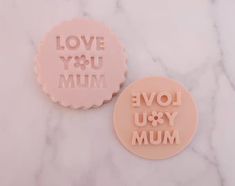 Love You Mum Retro - Fondant Stempel, Keksstempel, Muttertag, Muttertag, Beste Mutter Stempel, Mit Liebe, Mutter, Blume, Gänseblümchen