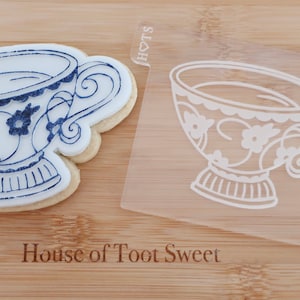 Tea Party Teacup - Fondant Deboss Raised Embosser/ Cookie Cutter for cookies, cupcakes and Cake Decorating - mothers day/ teaparty/ Vintage