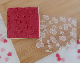 Cherries - Texture tile Fondant Debosser/ Embosser Stamp for cookies, cupcakes and Cake Decorating/ Valentines Day/ Galentines Day