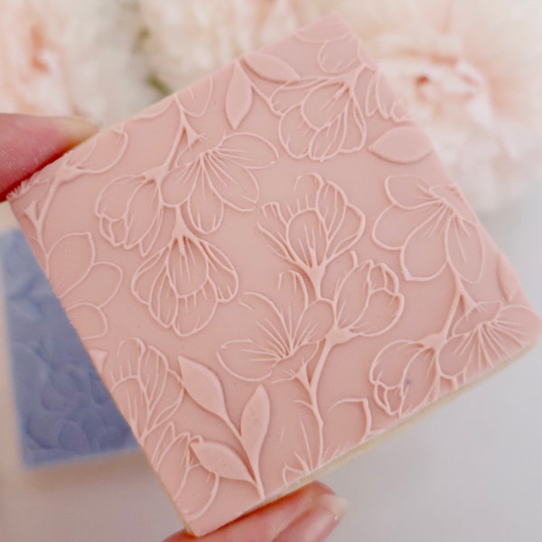 Delicate Floral - Texture tile Fondant Debosser/ Embosser Stamp for cookies, cupcakes & Cakes/ Mothers Day/ Florals/ Bridal/ Wedding, Flower