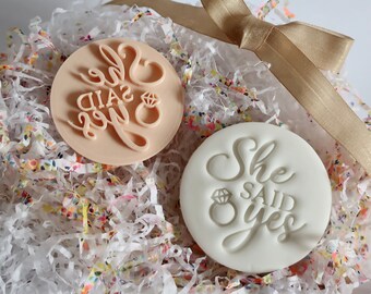She Said Yes - Fondant Embosser / Stamp - cookies & cupcakes/ Wedding/ bridal Shower/ Engagement